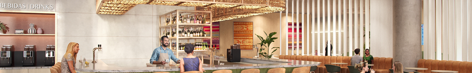 Render of Club airport lounge bar area