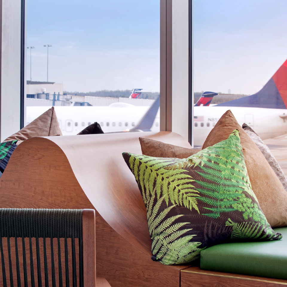 Airport Dimensions, Airport Lounges, Window seat, runway views and cushion