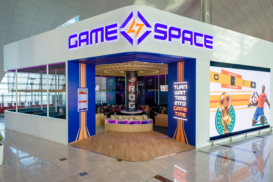 Game space lounge entrance at Dubai International DXB airport