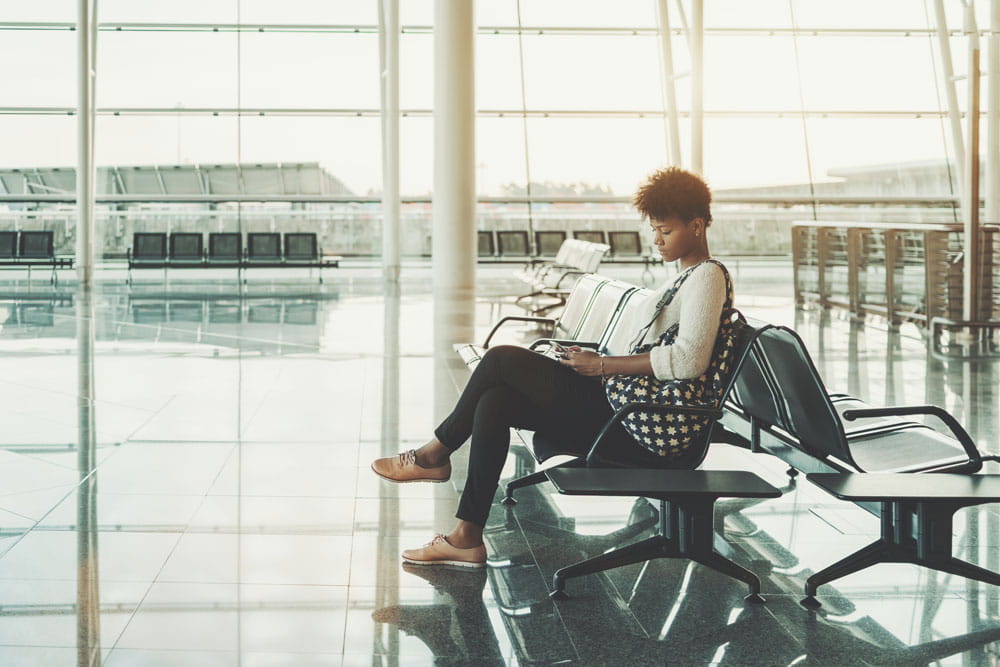 Person sitting in the airport