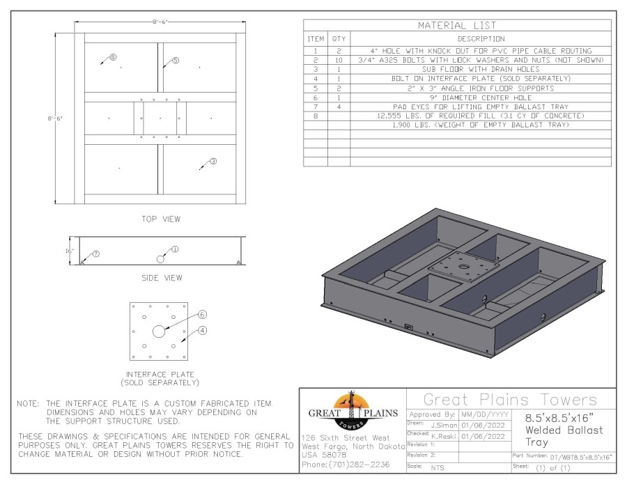 Ballast Tray Foundations Great Plains Tower Products
