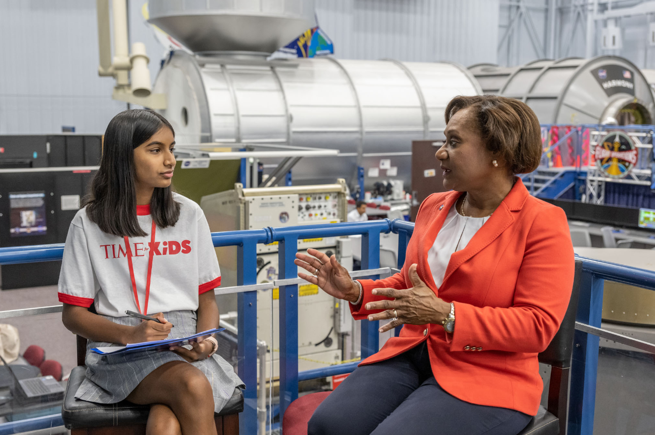 Shaivi interviews Wyche at the Johnson Space Center