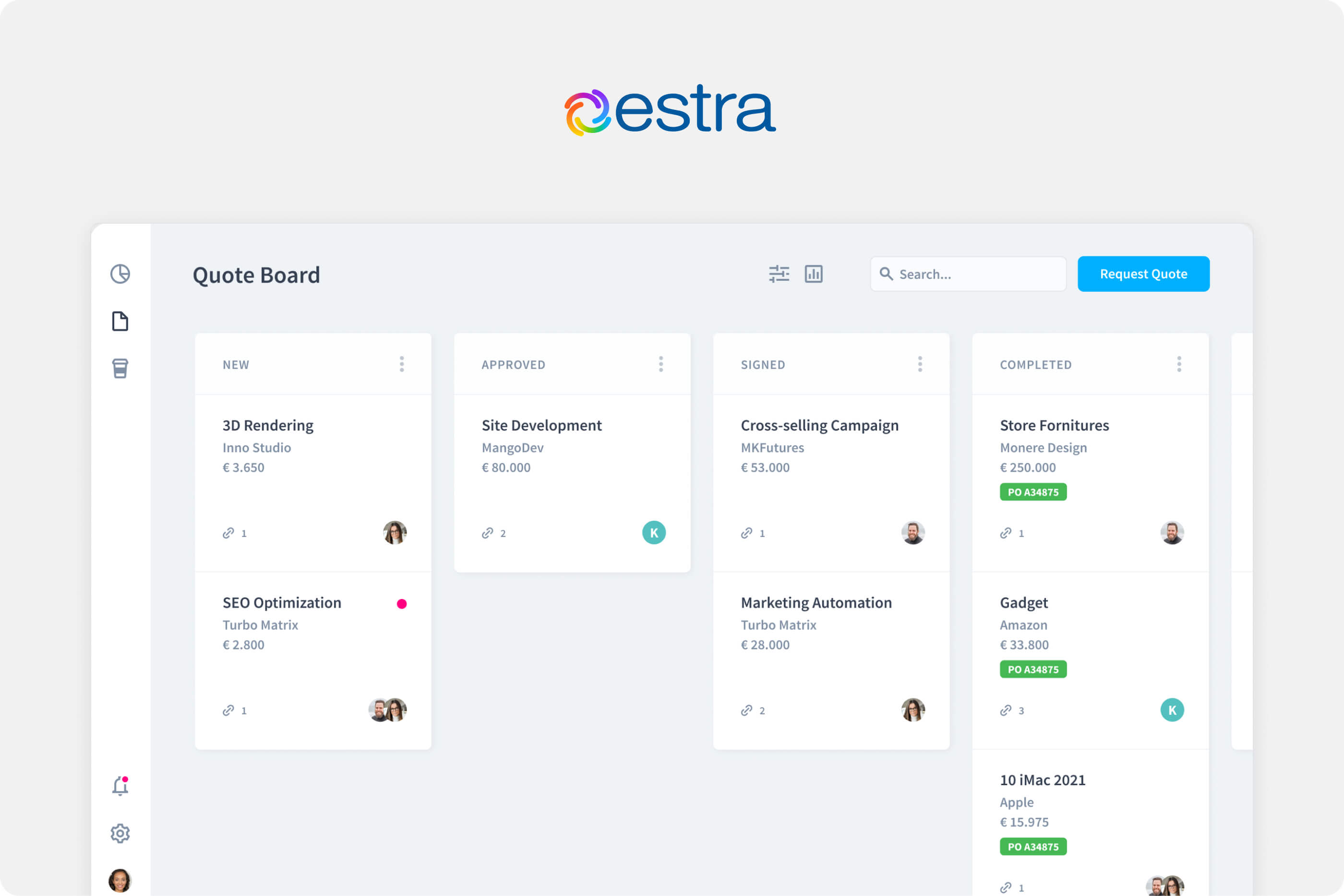 Screenshot of the Estra's website development workflow.