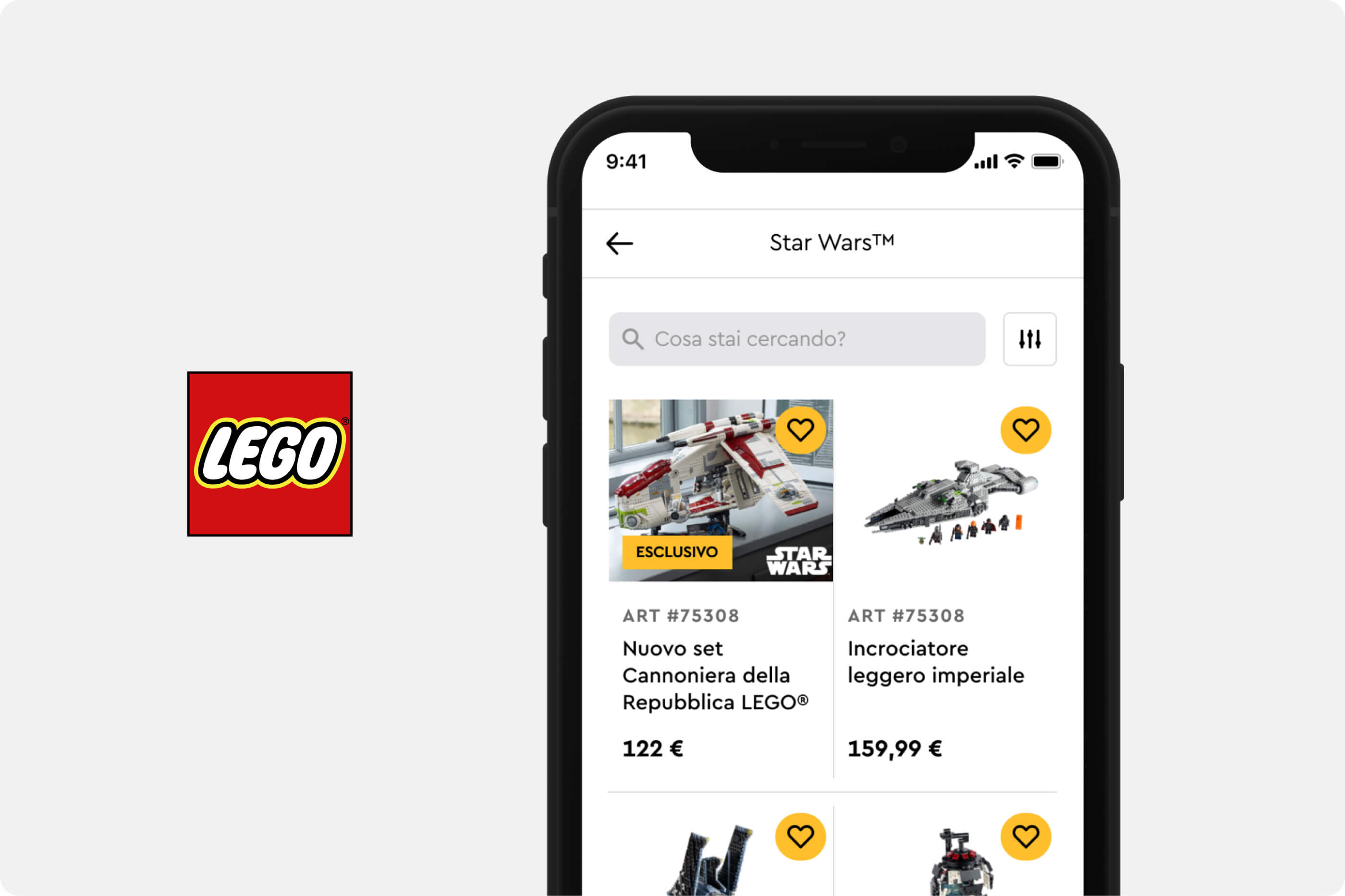 Screenshot of the Lego's mobile app