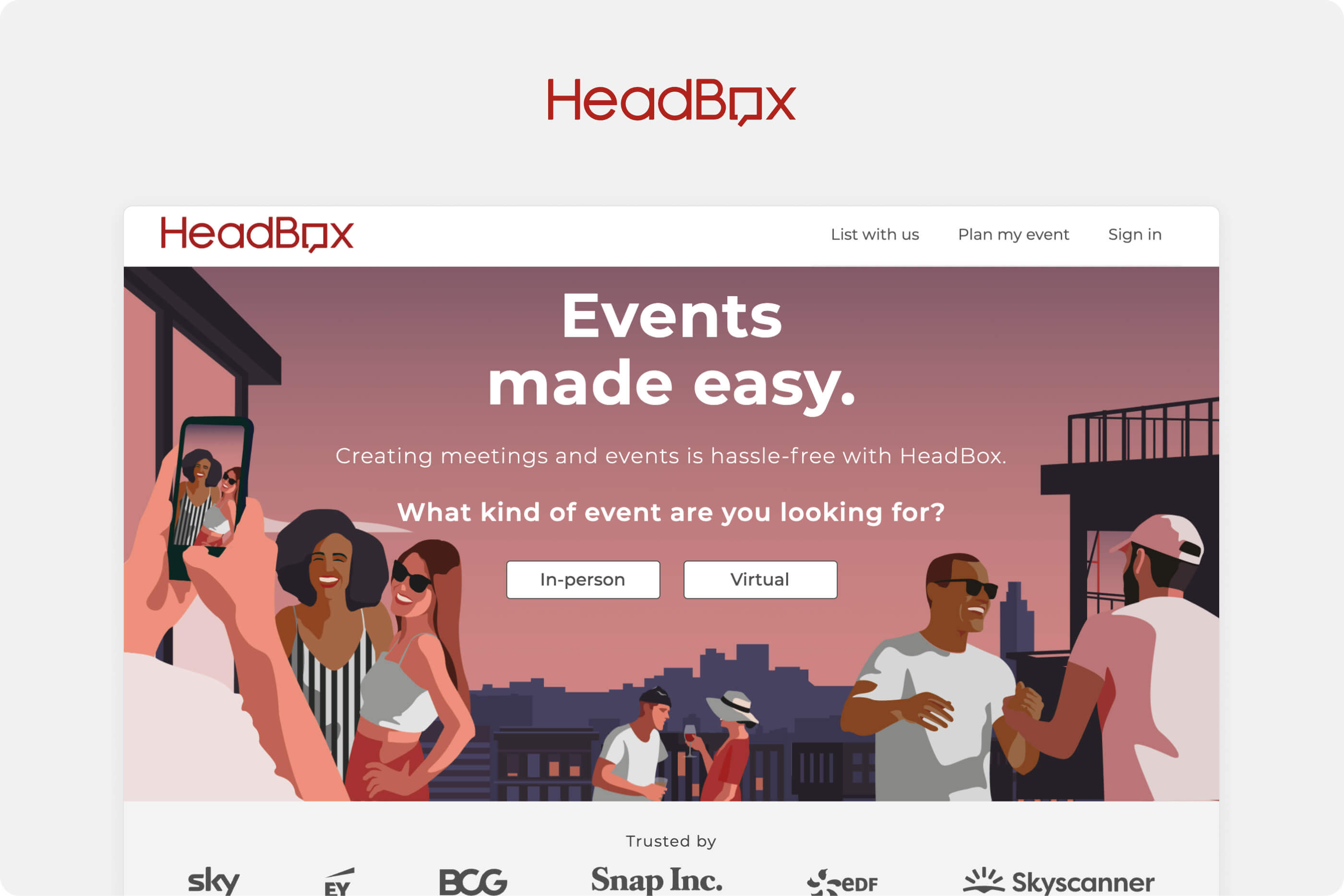 A screenshot of Headbox homepage.