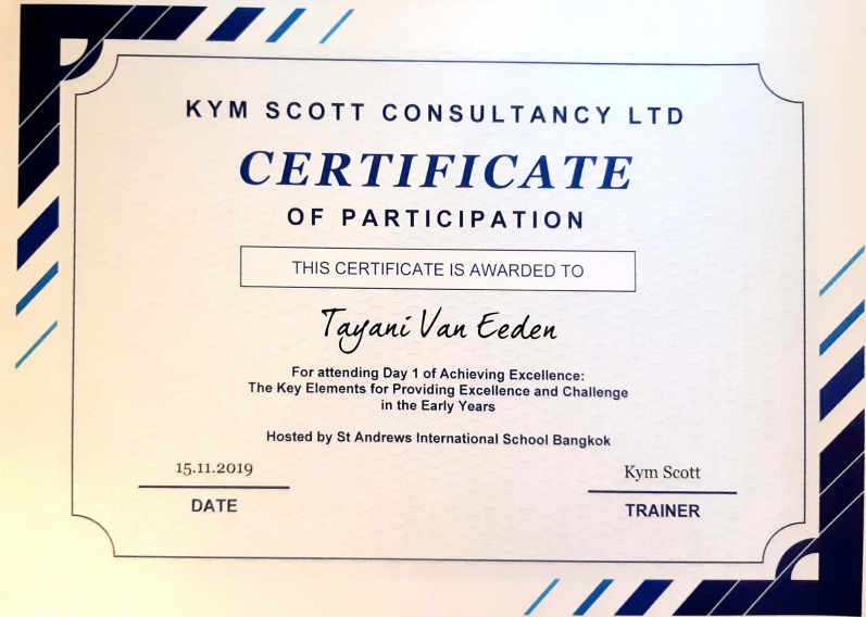 Kym Scott Certificate Day 1