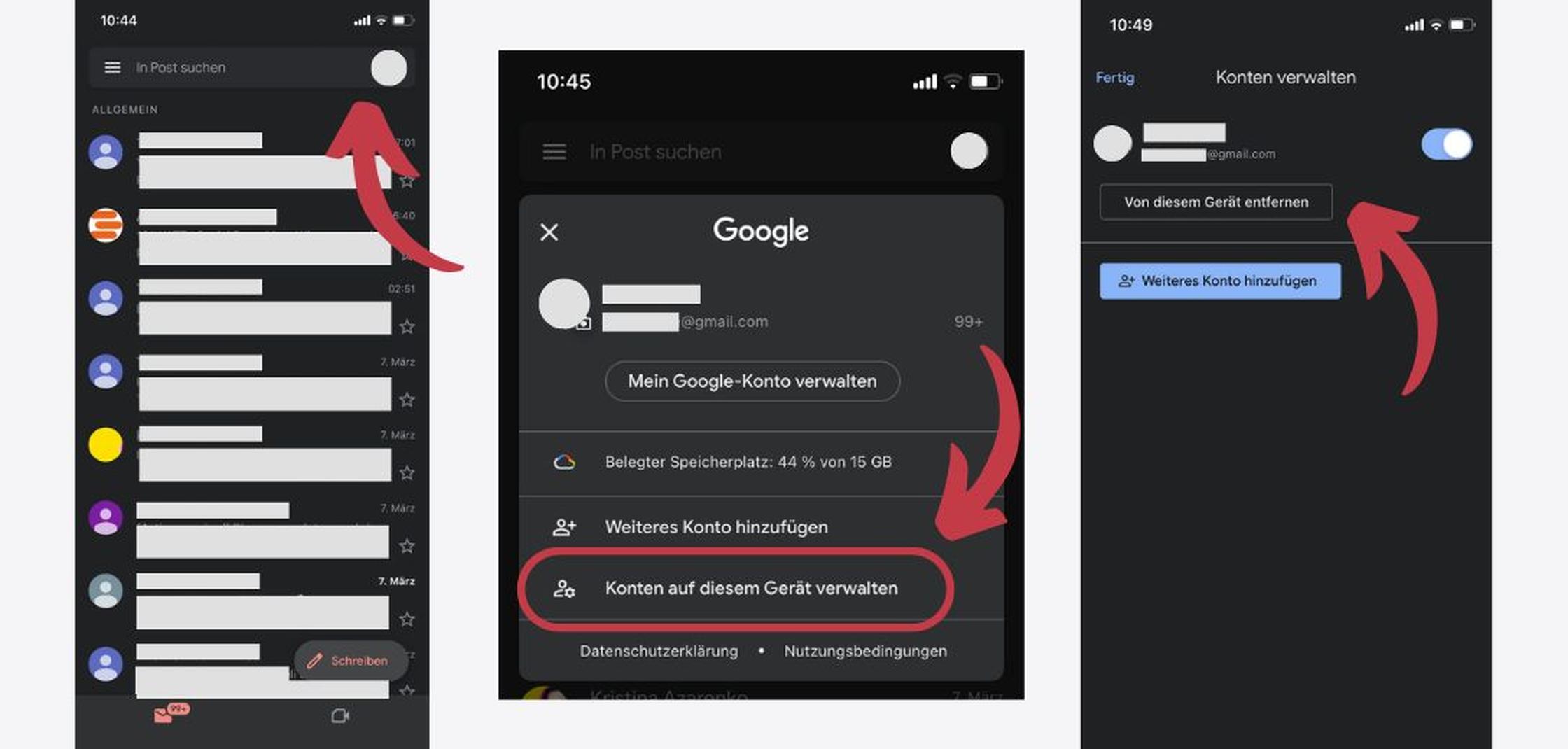 Anleitung Google-Konto entfernen Gmail-App