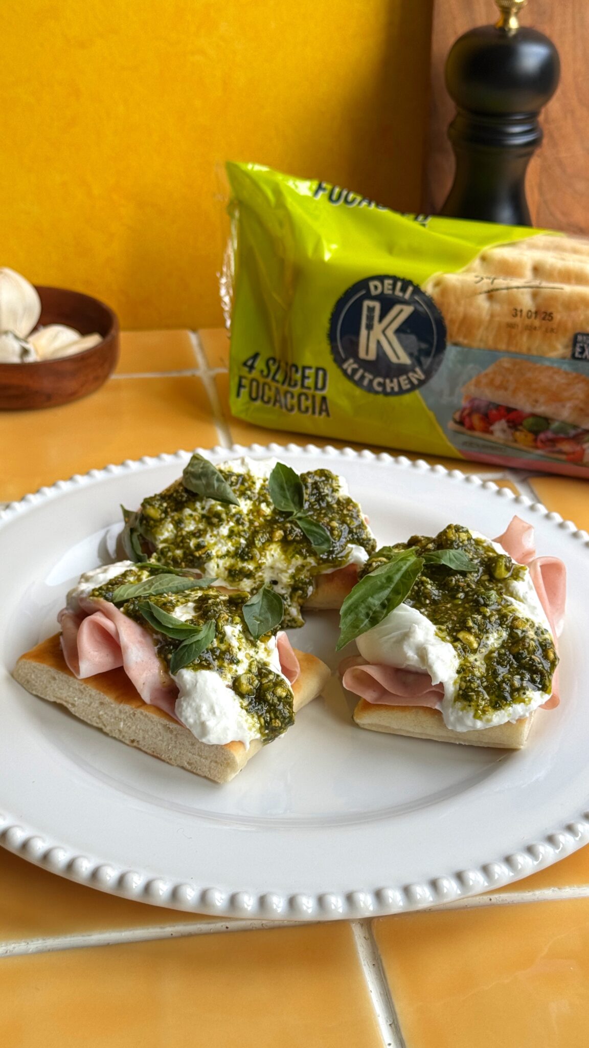 Focaccia Bites with Pesto Drizzle Snack Recipe | Deli Kitchen
