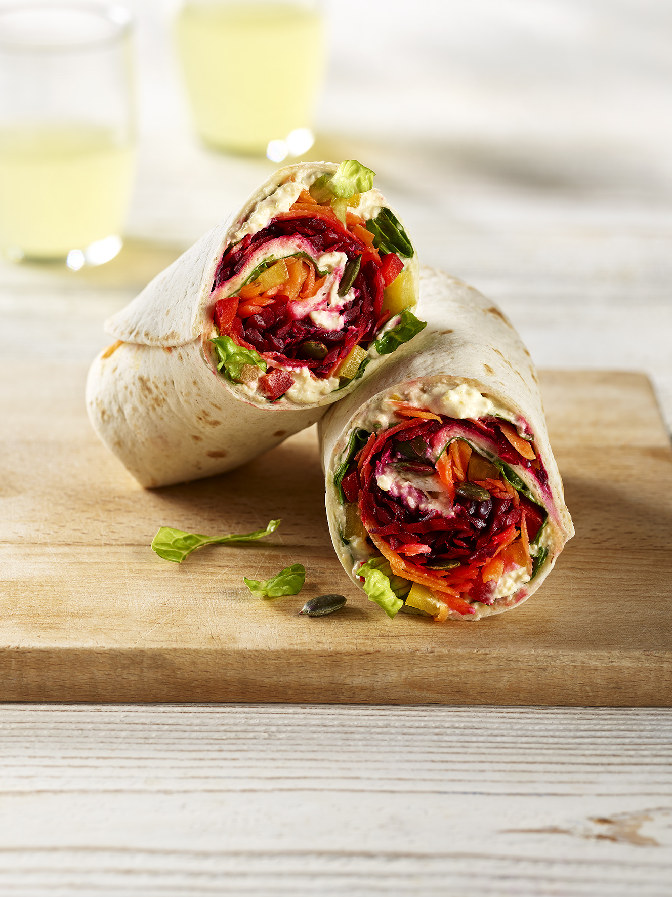 Healthy Rainbow Hummus Lunch Wrap Recipe | Deli Kitchen
