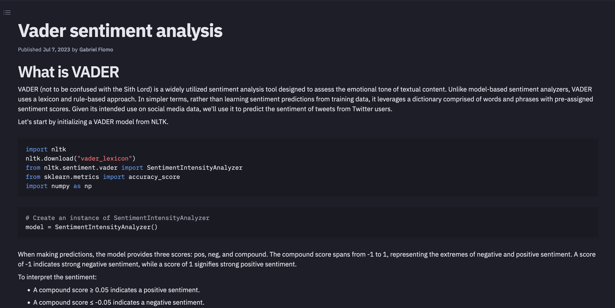 sentiment analysis app