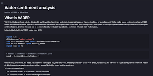 VADER sentiment analysis (with examples) | Hex