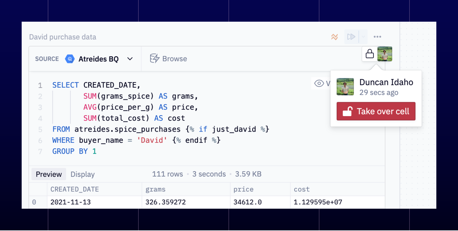 SQL Notebooks > SQL Runners | Hex