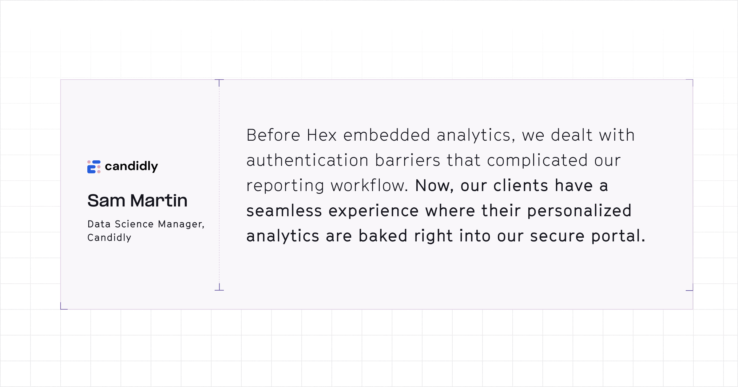 Embedded analytics Candidly Sam Martin quote