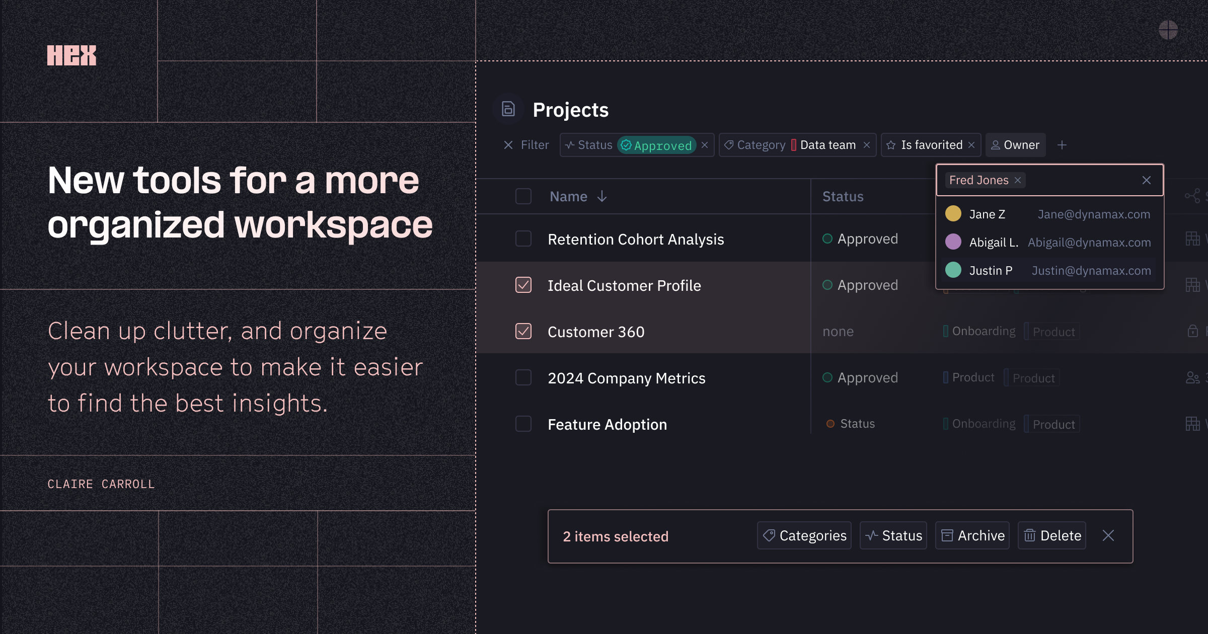 New tools for a more organized workspace | Hex