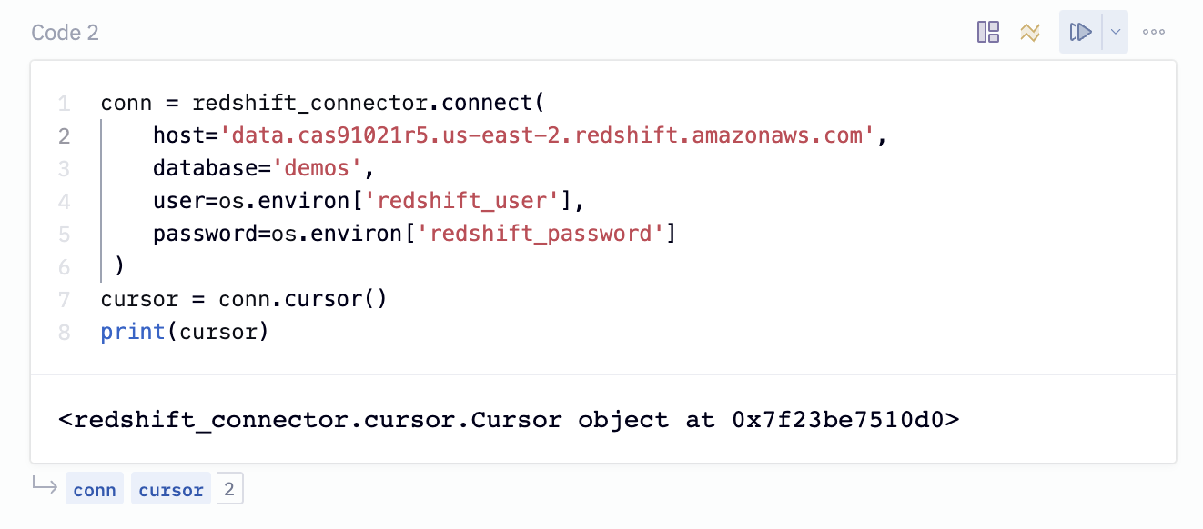 Opening a connection to Redshift