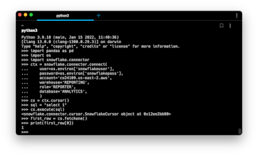 Connecting to and querying Snowflake from Python | Hex