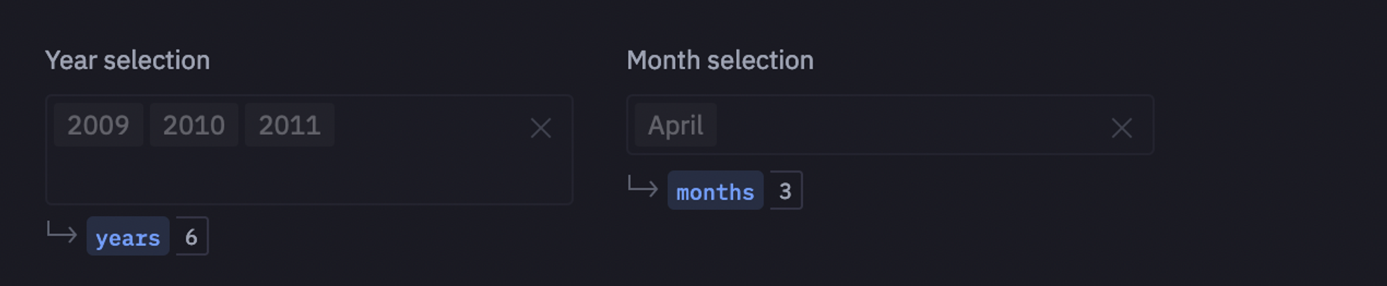 Year and month input parameters