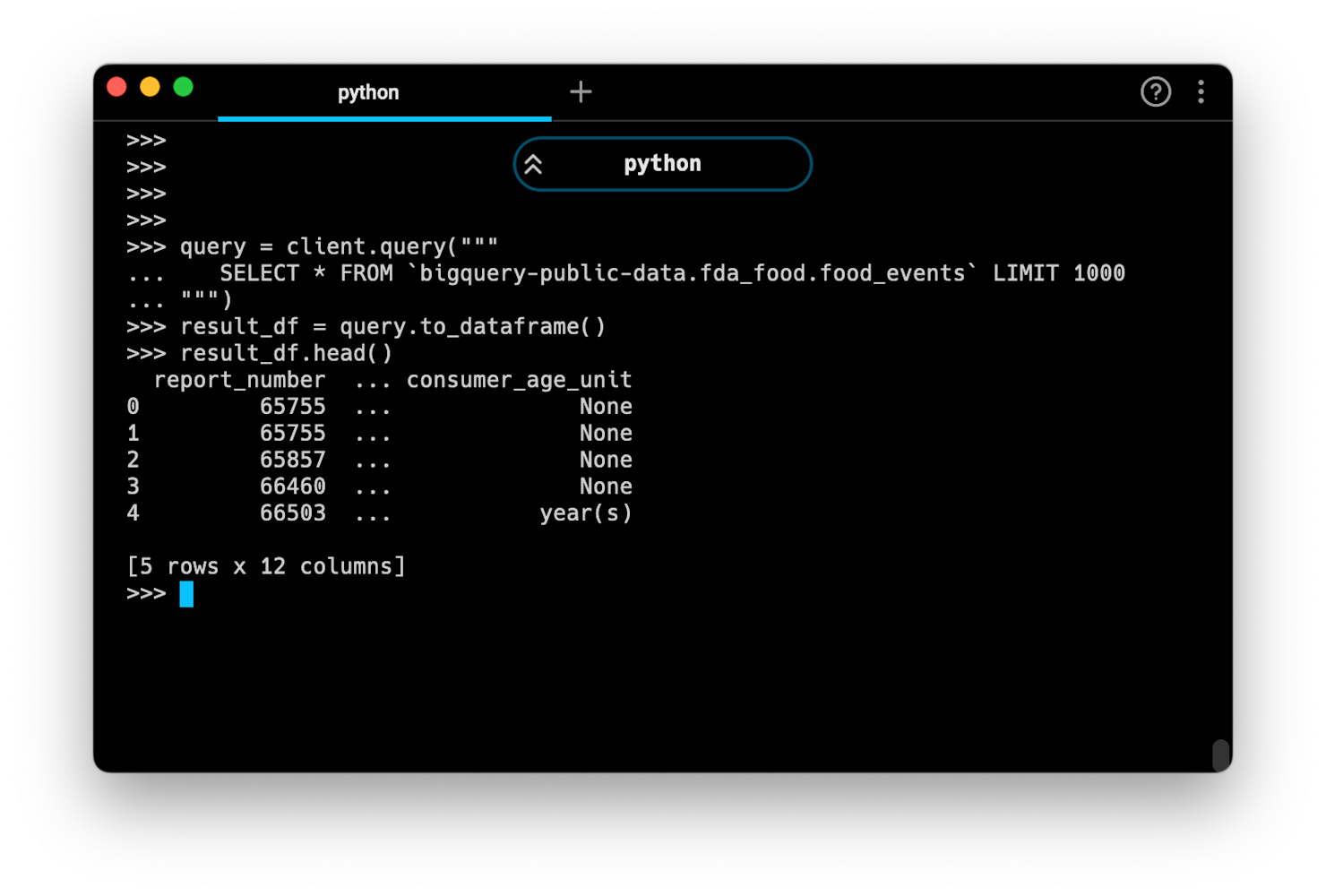 Connecting to and querying BigQuery from Python | Hex