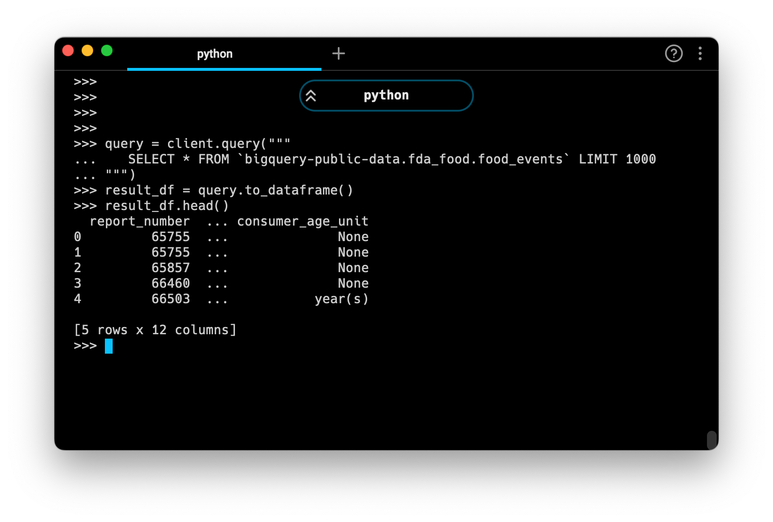 Connecting to and querying BigQuery from Python | Hex