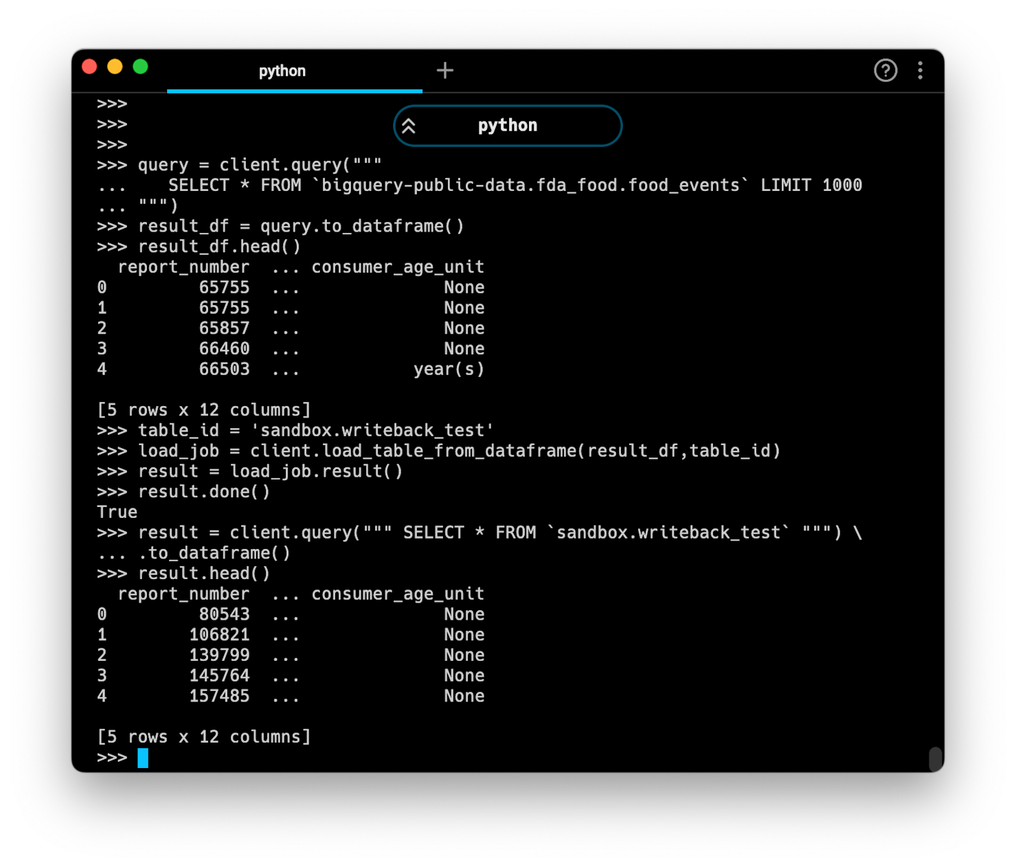 Connecting to and querying BigQuery from Python | Hex