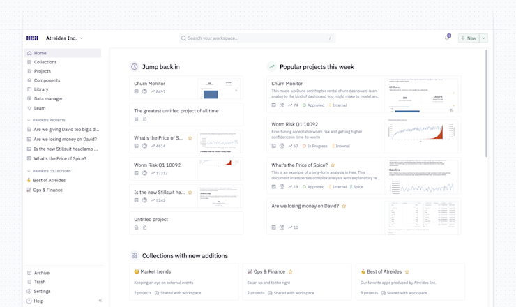 New workspace homepage