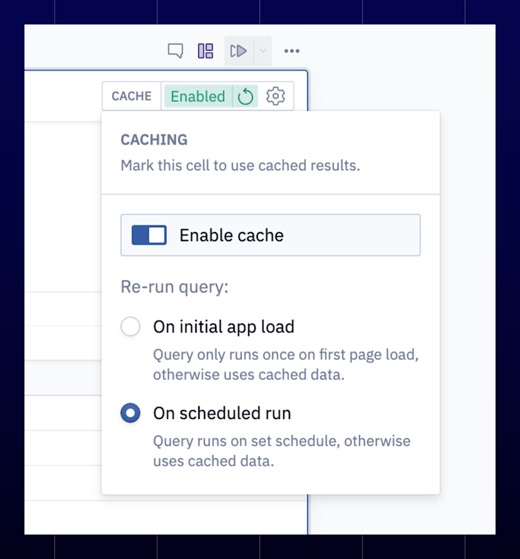 SQL cell cache options