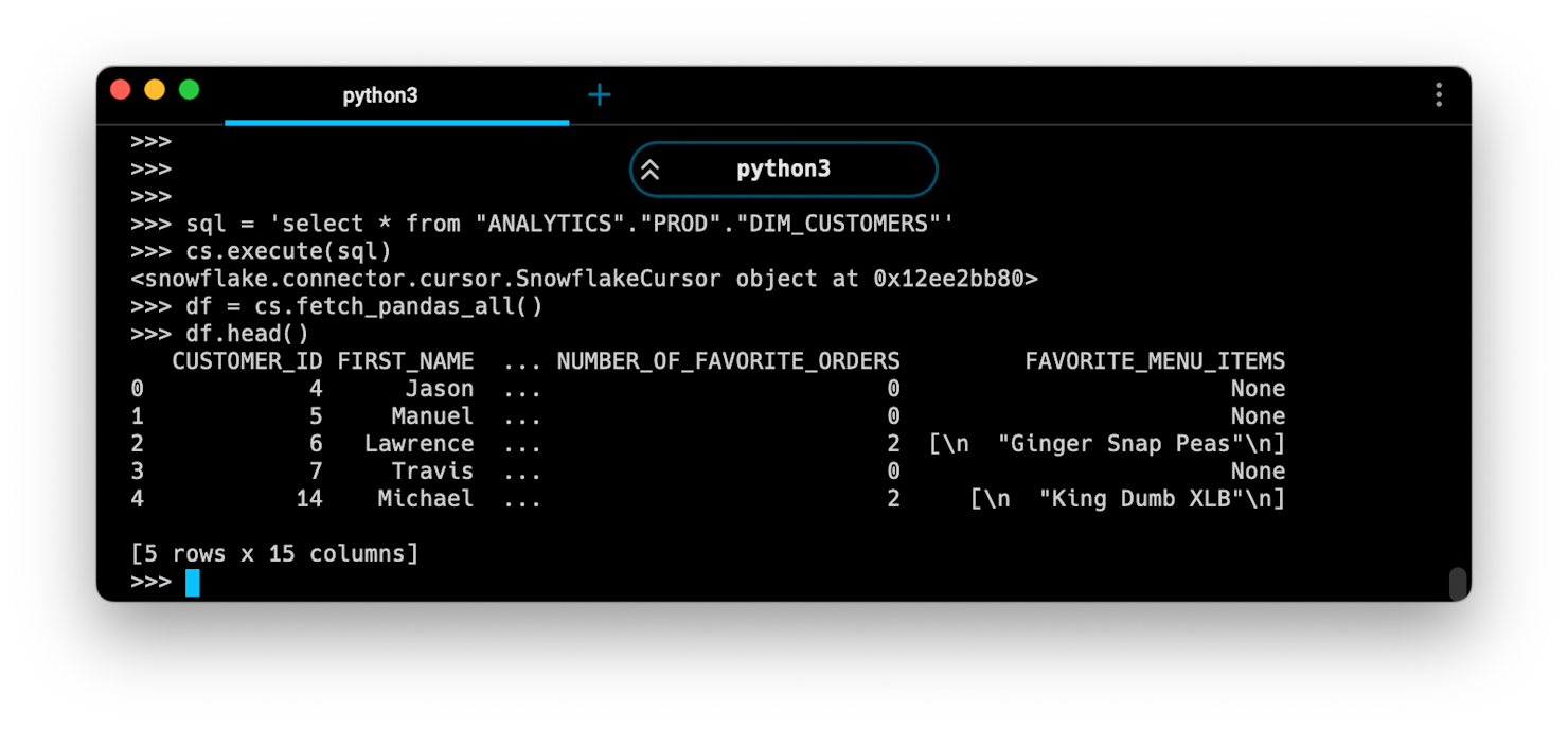 Connecting to and querying Snowflake from Python | Hex