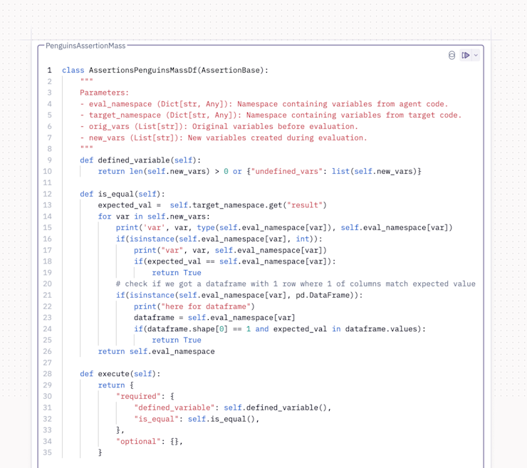 A simple example assertion in Spellgrounds. You can see the flexibility of this approach!