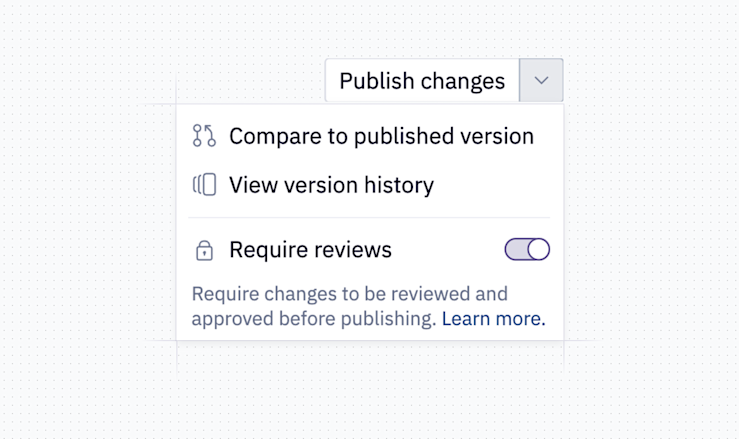Reviews version dropdown