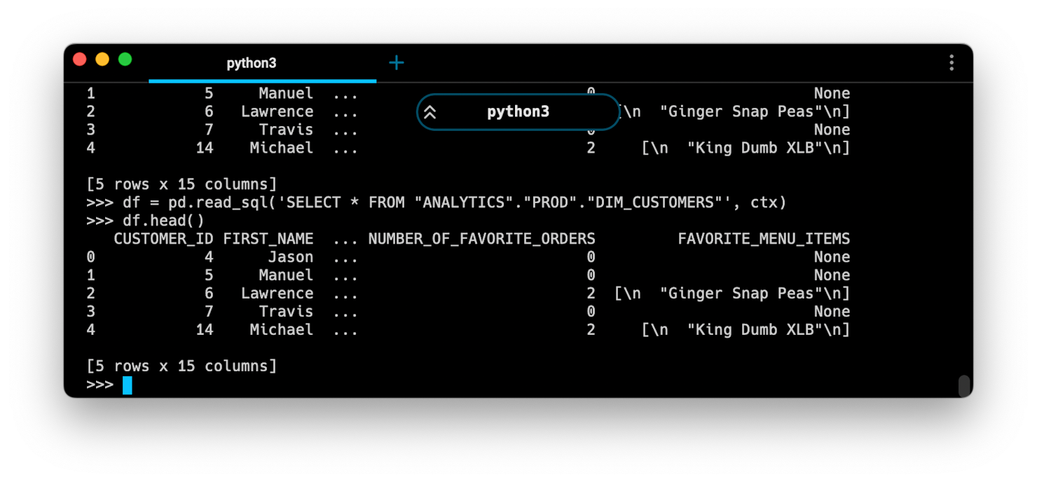 Connecting to and querying Snowflake from Python | Hex