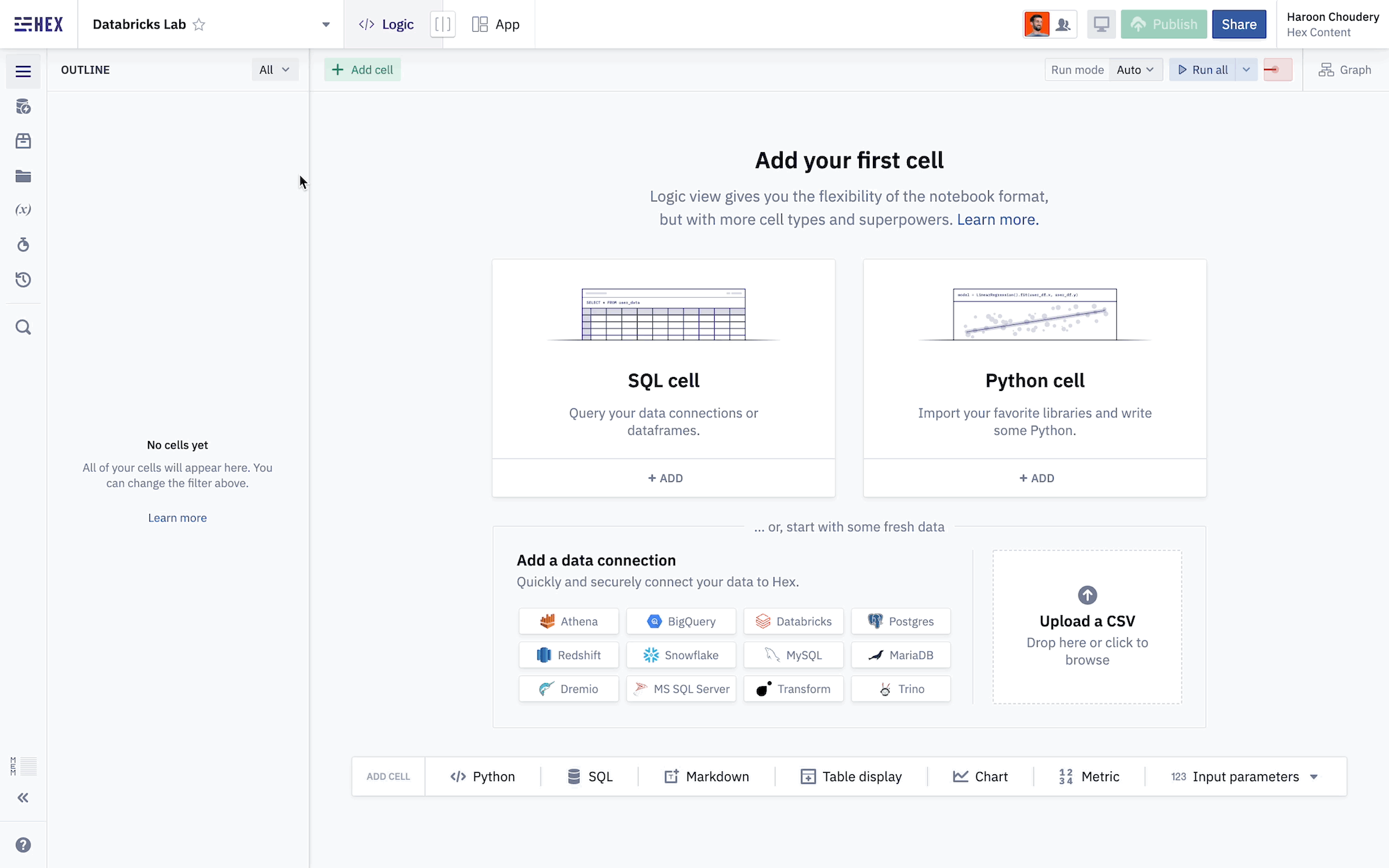 Configuring a new Databricks connection