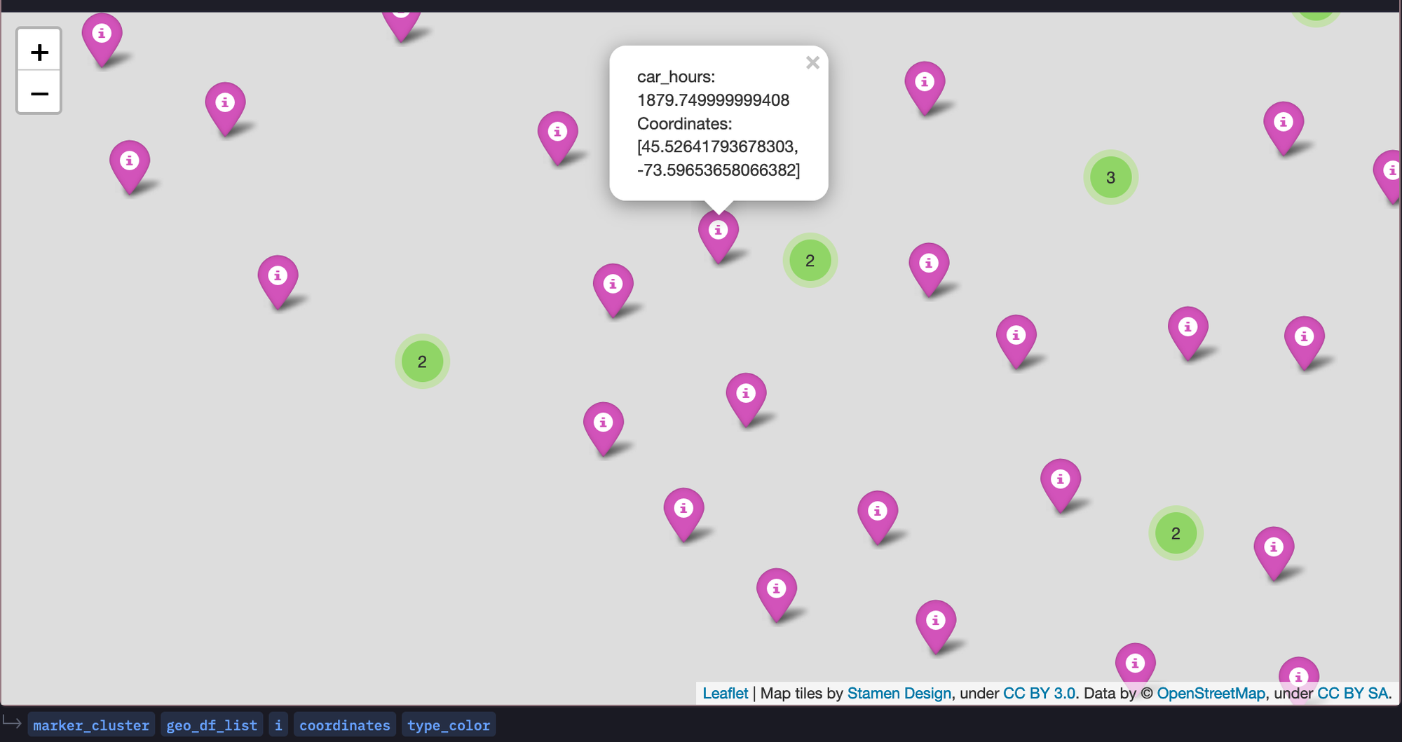 map pins clusters