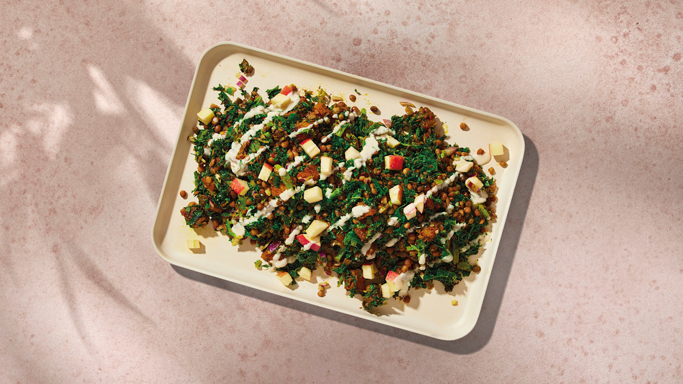 Linsesalat med butternut squash og grønkål