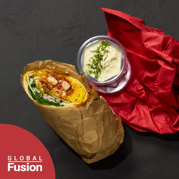 Indian burrito with chicken & Raita dip