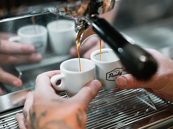 Preparing espresso