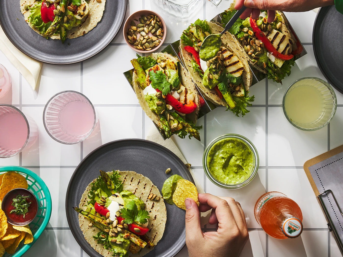 Green Grilled Tacos with Halloumi
