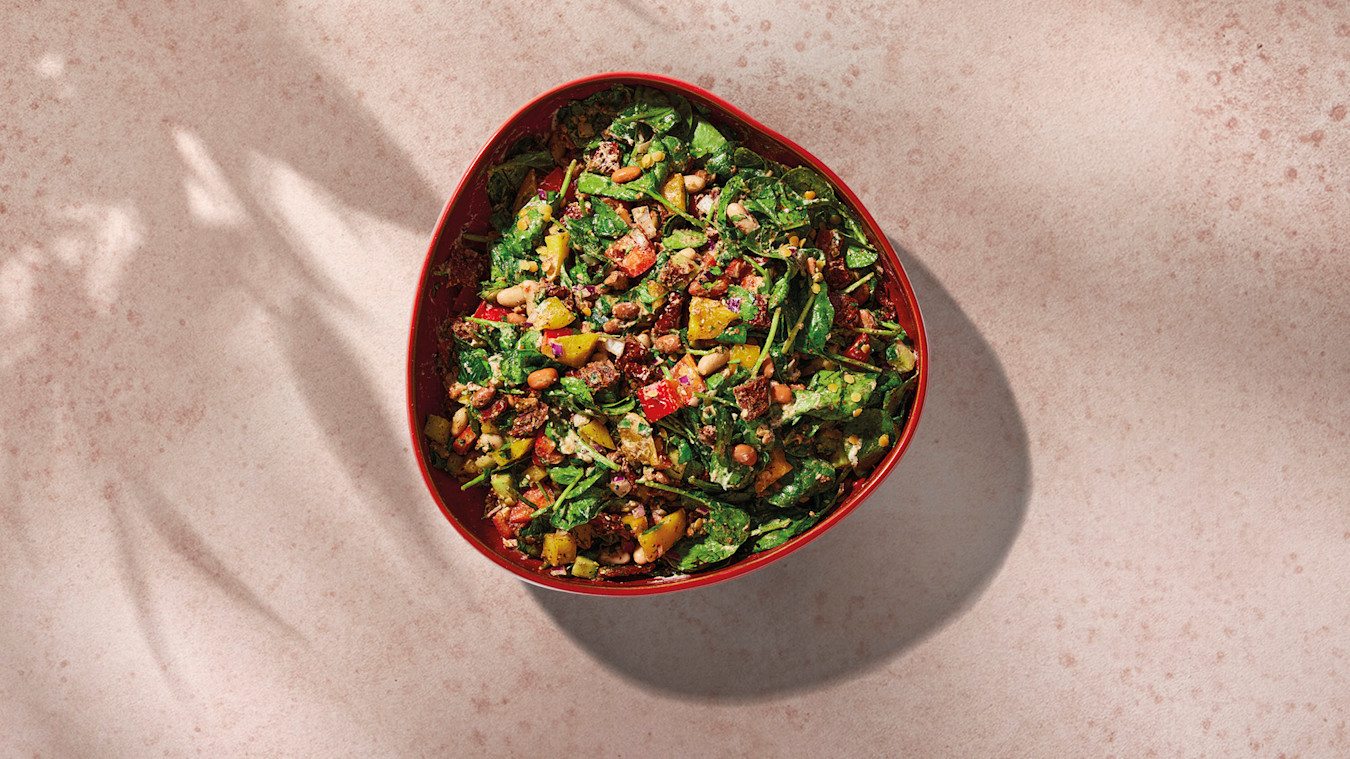 Linsesalat med bønner og Tahini