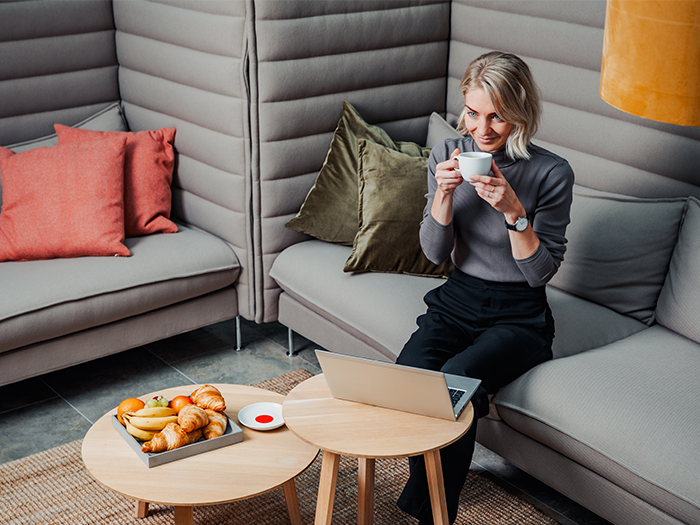 Office coffee break with coffee and buns