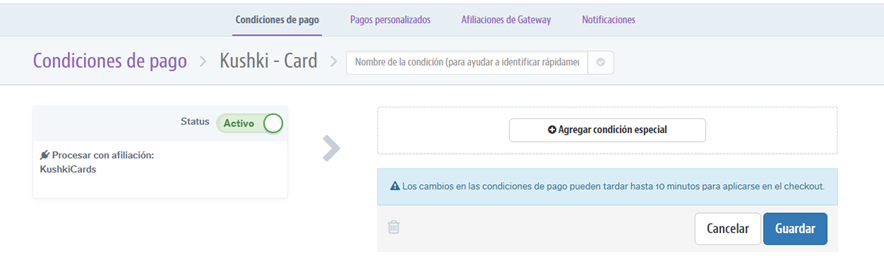 Condiciones de pago Chile Webpay