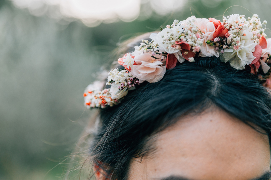 Headband Couronne de Fleurs Fuschia Champêtre