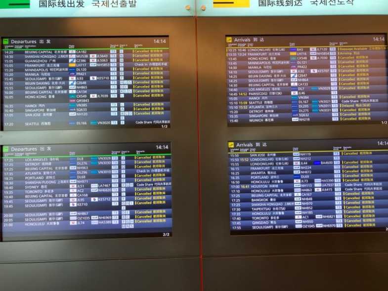 2021年1月当時の羽田空港は、ほとんどの便が欠航していた：筆者撮影