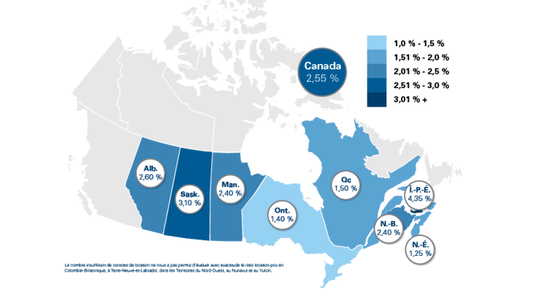 La figure 1 illustre le ratio location-prix par province en 2022.