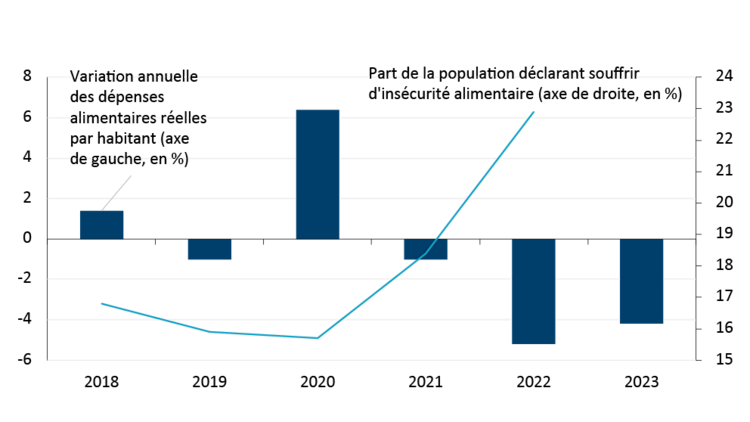 La figure 1 montre que l’insécurité alimentaire a atteint un niveau record en 2022.