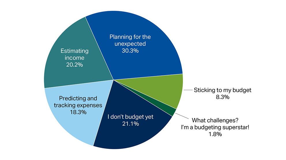 Pie chart showing poll results indicating what farmers find most challenging about budgeting
