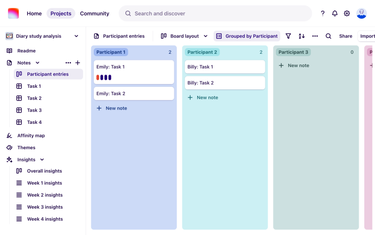 Use fields to organize feedback by task or participant.