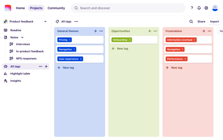 Connect themes across all of your product feedback in one place.