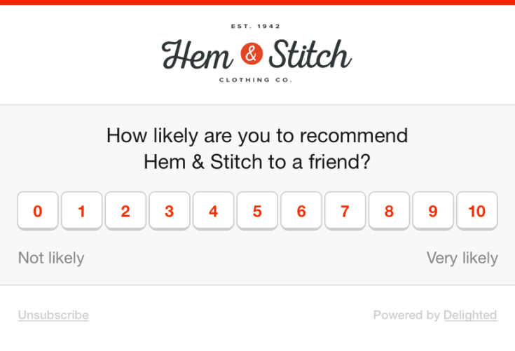 Powered by Delighted: How likely are you to recommend Hem & Stitch to a friend? 