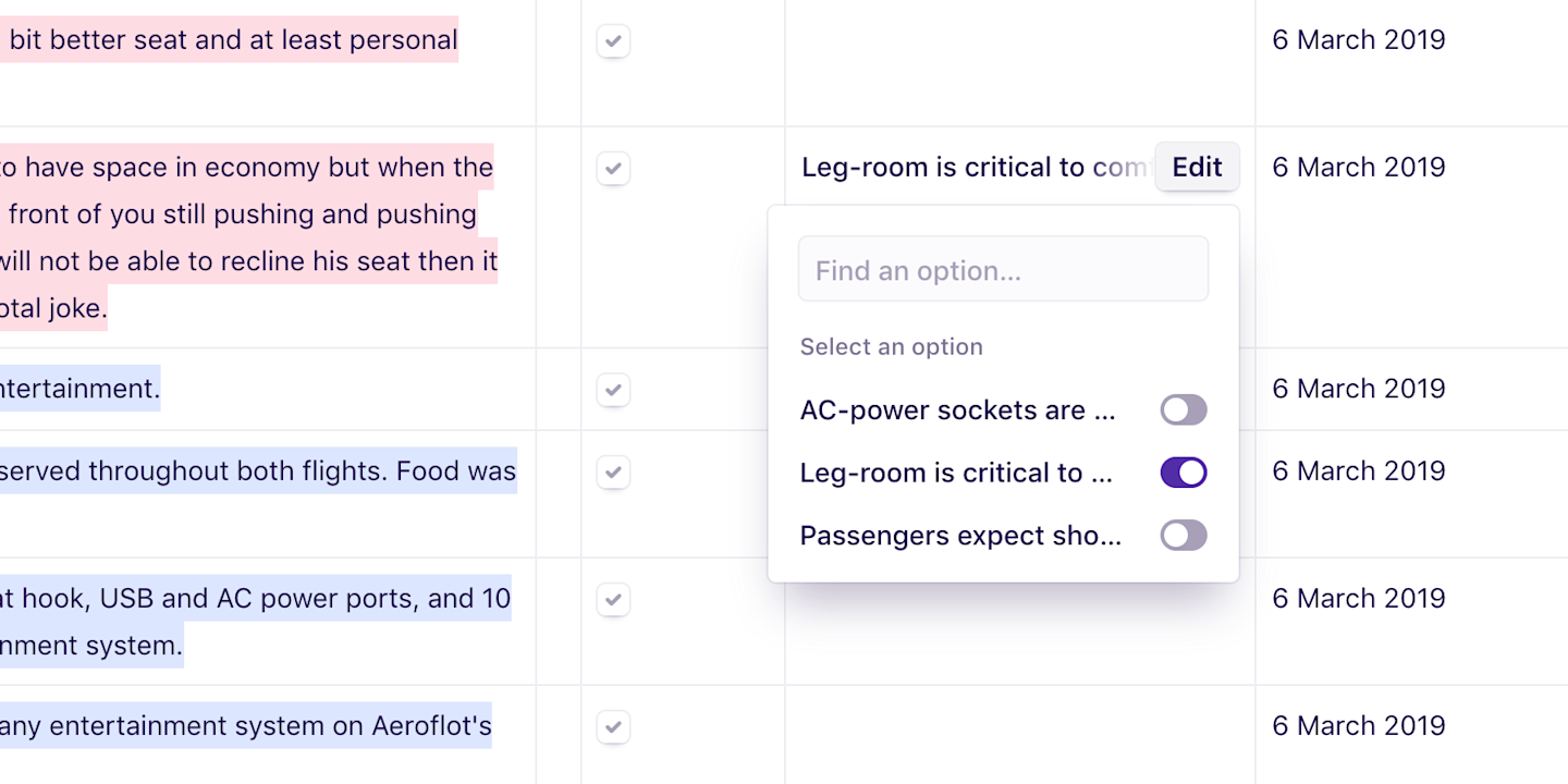 Screenshot of adding highlights to insights inline.