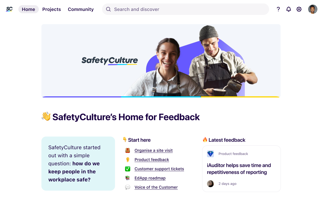 screenshot of SafetyCulture's dovetail landing page