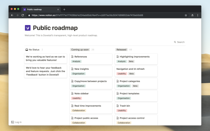 Our public roadmap helps to keep us on track (and accountable!)